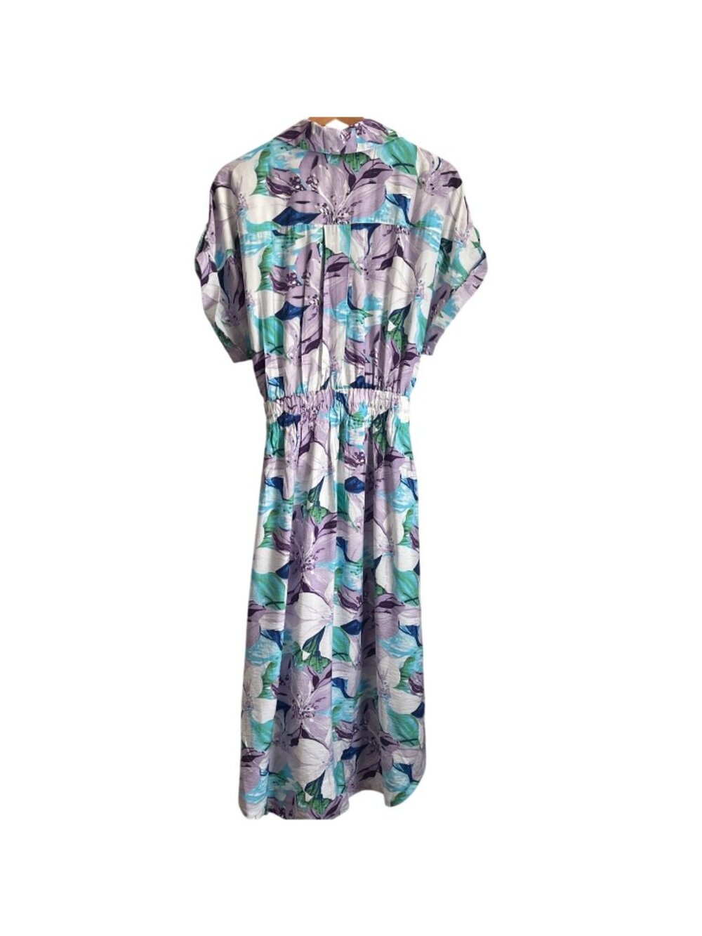 Chicos Women Midi Dress Size XL Floral Belted Shirtdress Tropical Boho Resort - Picture 4 of 16